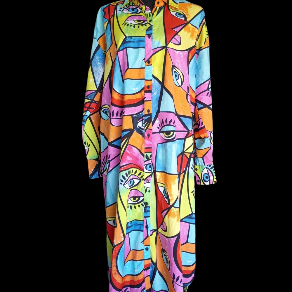 Vintage Live 4 Truth Multicolor Abstract Dress, Light And Flowy. Bright/Colorful